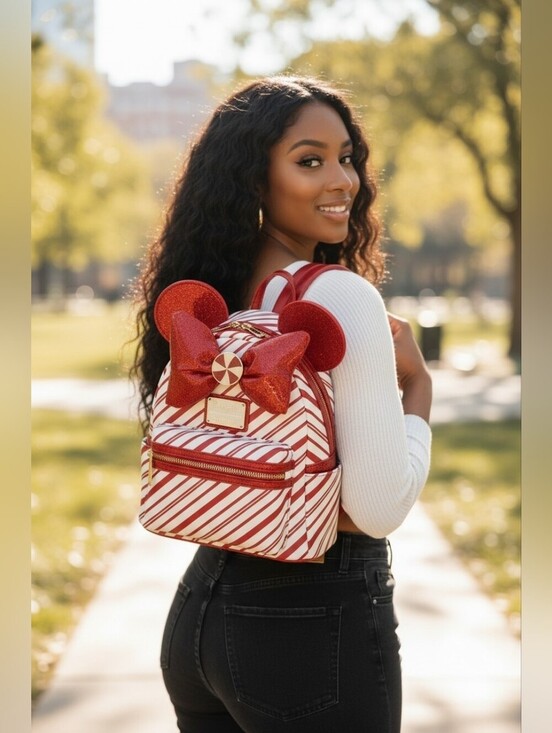 Loungefly Disney Parks Mickey Mouse Peppermint Swirl Holiday Mini Backpack (NWT) main image 4